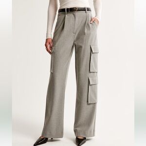 Abercrombie & Fitch Brushed Suiting Tailored Cargo Wide Leg Pant
